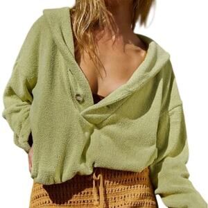 Free People Beach Bino Pullover Collared Sweatshirt Size Small